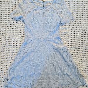 Xhilaration Light Blue Lace A-Line Dress